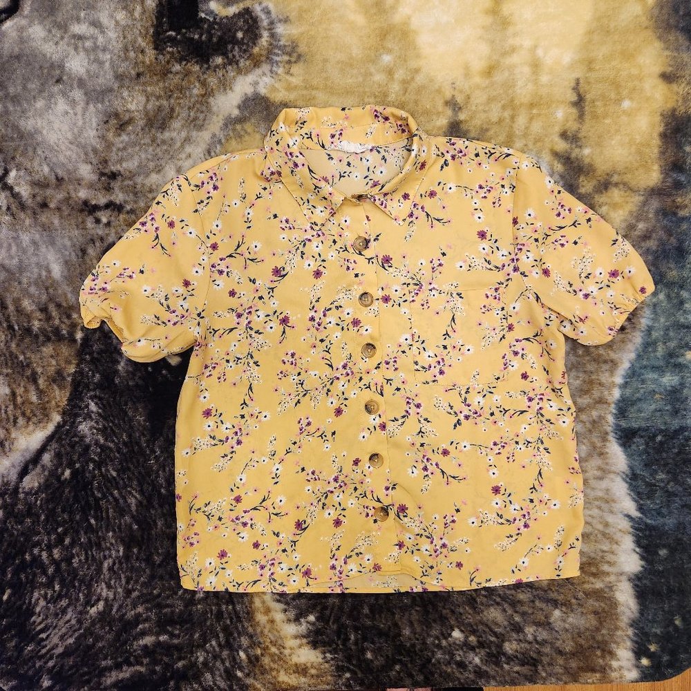 Pink Rose floral button up